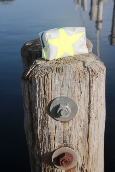 Segeltuch Kosmetiktasche eckig mit Stern in gelb